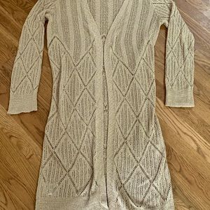 BCBC long cardigan tan loose crochet L